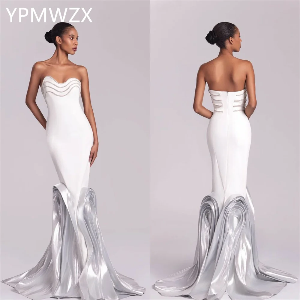 Customized Formal Dress Women Party Occasion YPMWZX Strapless Mermaid Floor Length Skirts Bespoke  Dresses Prom Gown Ev