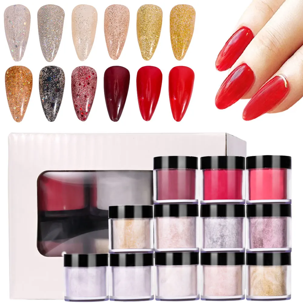 1Jar مسمار الفن الاكريليك الكريستال مسحوق الأحمر عيد الميلاد غمس/تمديد/نحت الاكريليك الصباغ عيد الميلاد بوليمر مانيكير منشئ الغبار