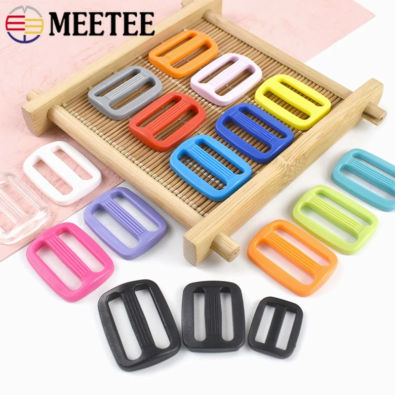 

50/100Pcs 15-25mm Colorful Plastic Buckle Tri Glide Slider Buckles Rectangle Ring for Bag Strap Adjuster DIY Sewing Accessories