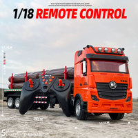 Huina Rc Truck Tractor 313 1/18 9Ch Alloy Remote Control Car Wood Transporter Light Sound Engineer Vehicle Christmas Gifts