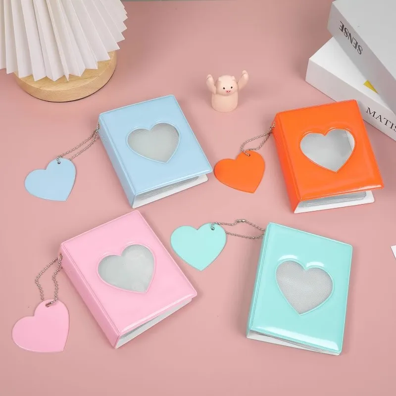 1piece 3 Inch Photocard Holder Heart Love Hollow Photo Album 32 Pockets Card Binder Mini Idol Pictures Storage Case