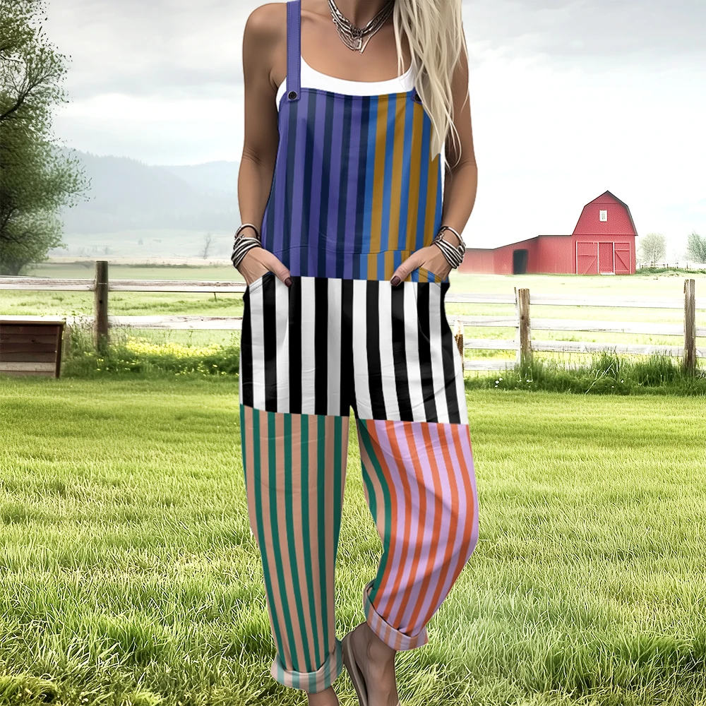 Blocchi di colore geometrici Tuta da donna cuciture a blocchi di colore 2025 Nuovi pantaloni tuta da donna