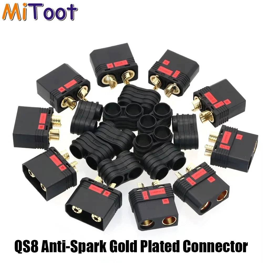QS8 110A Anti‑Spark Gold Plated Connector Male Female Plug 1/2/5Pairs RC Battery Power Connector for FPV Multirotor RC Drone