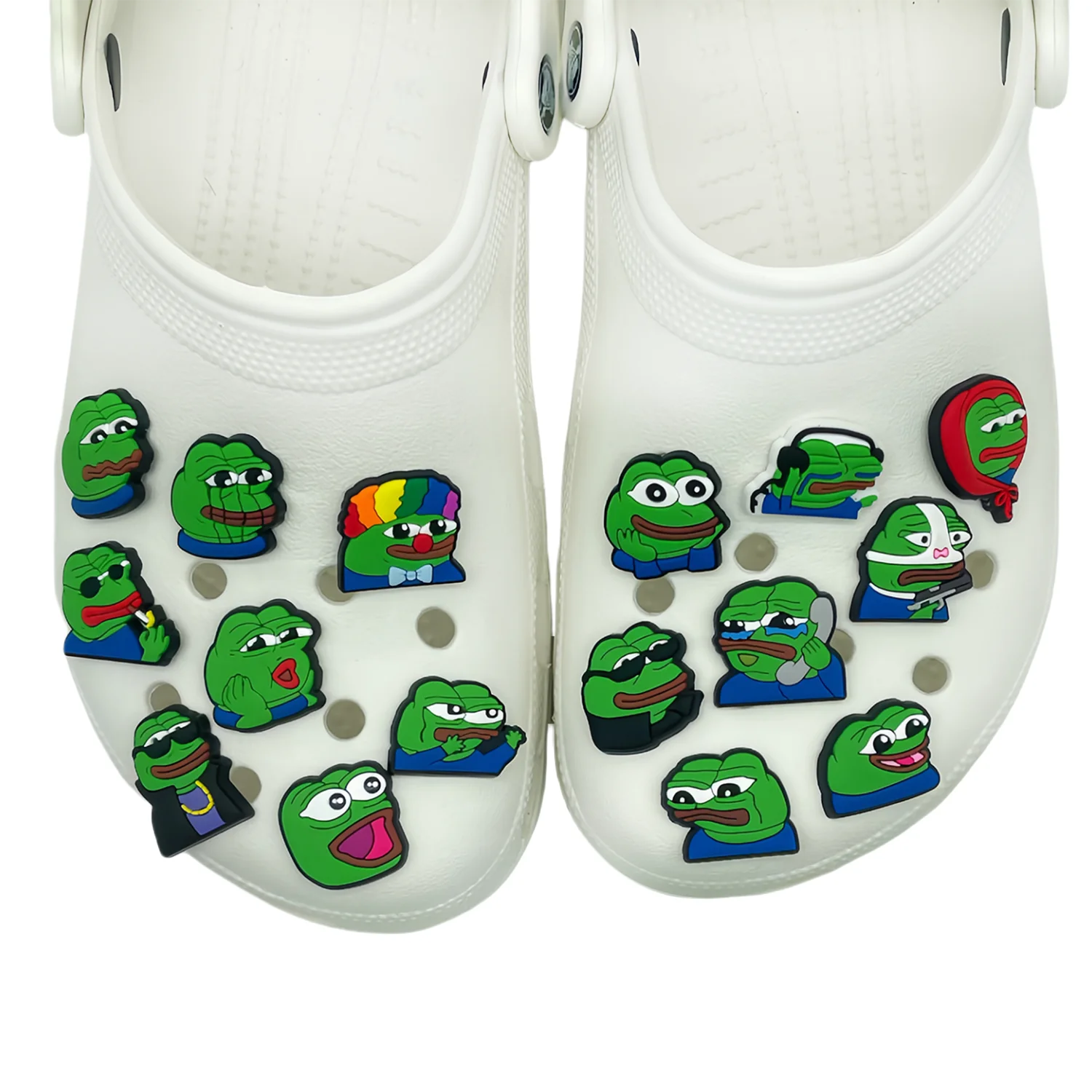 New Arrival 1-16pcs Various Green Frogs PVC Funny Shoes Decoration Sad Buckle Charms Fit Adult Party Presents