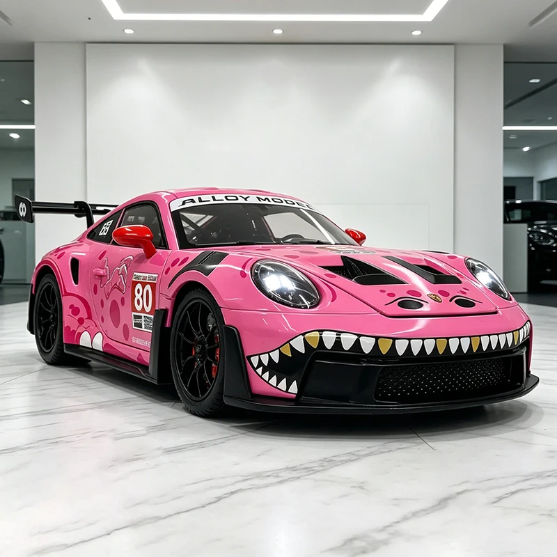 NEU 1:24 911 GT3 RS Supersportwagen Modellauto aus Legierung mit Sound und Licht, Rückzieh-Automodell, Sammlerstück, Geburtstagsgeschenk