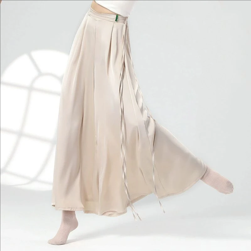 女性モダンダンスパンツストレートレッグコルセットウエストワイドレッグパンツ中国の民族古典舞踊ステージパフォーマンス流れるようなズボン