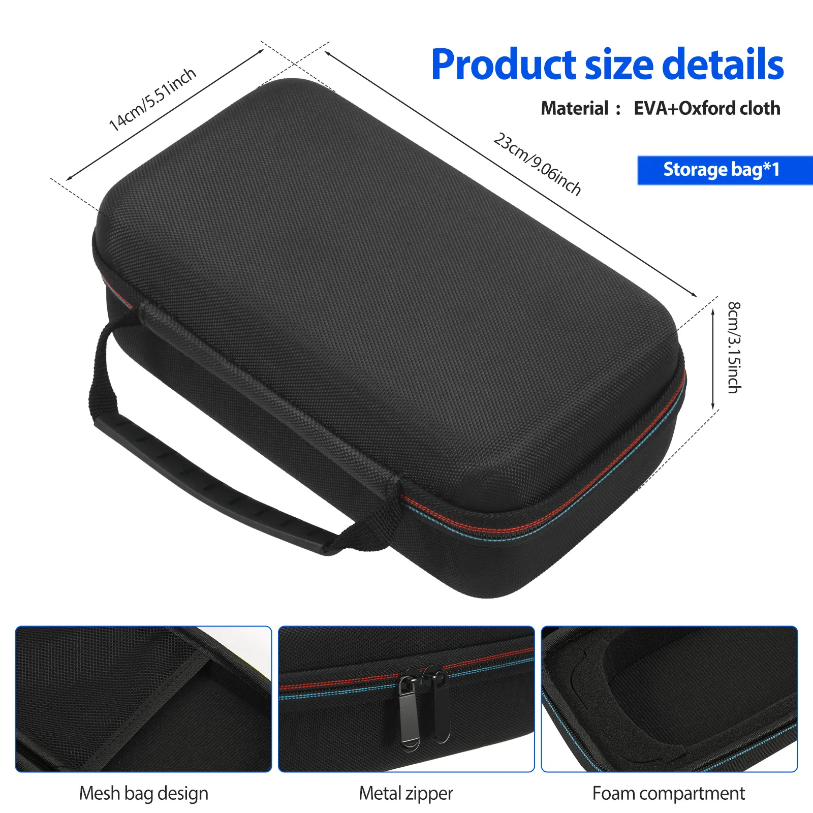 Hard EVA Multimeter Case for F117C 15B+ 17B+ Digital Meter Shockproof Portable Tool Box Organizer with Mesh Pocket Zipper