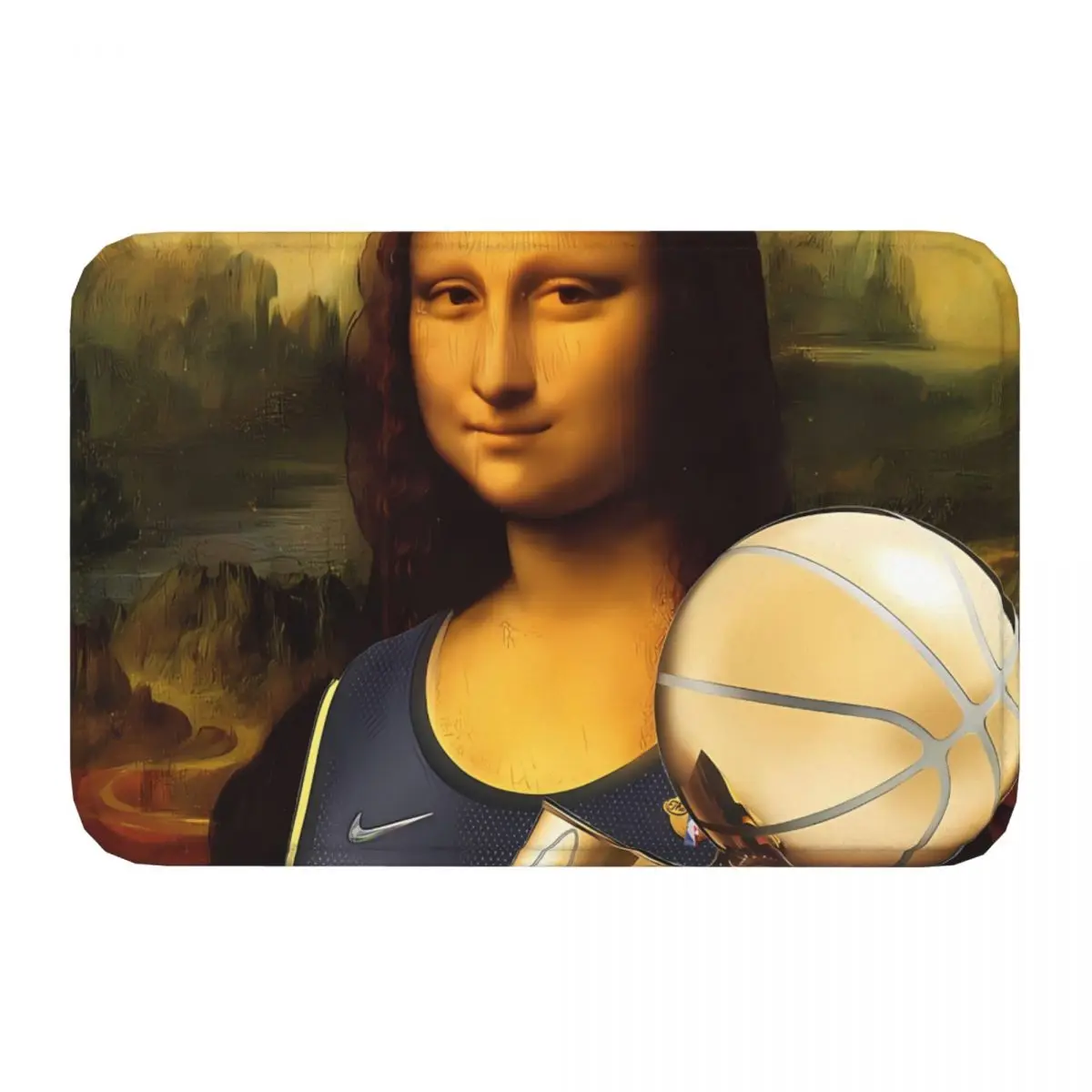 Mona Lisa With LAK Trophy Non-Slip Carpet Doormat Bedroom Bath Mat Entrance Door Decoration Rug