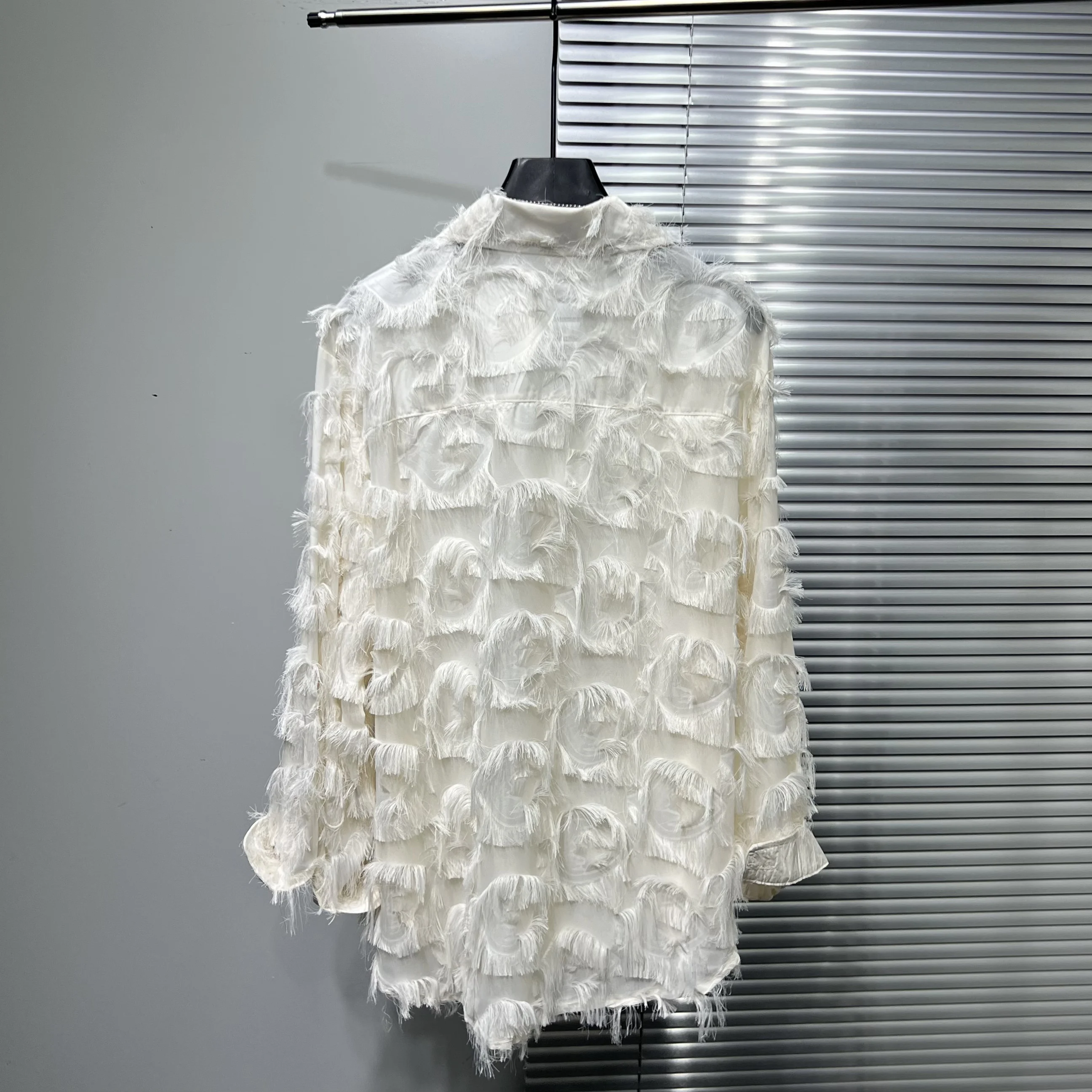 Fashion Trend Personality Fringe Design Long Sleeve Shirt Dark Style Hollow Out Cool Casual Loose Shirt Trendy Men