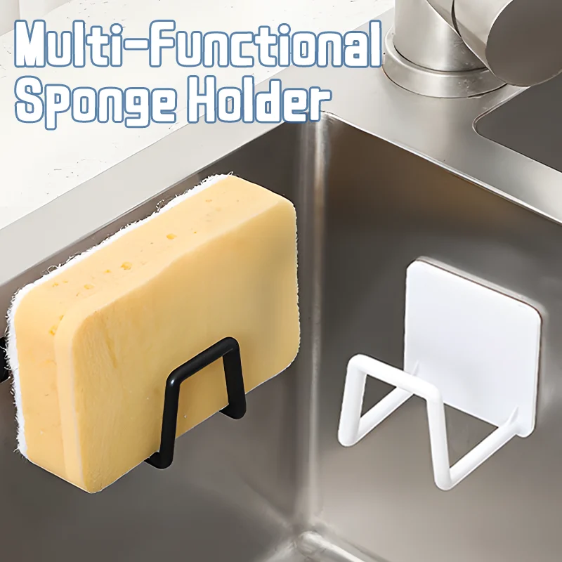 Kitchen Sink Sponges Holder Self Adhesive Drain Drying Rack Bathroom Basin Rack Storage Hooks Kitchen Wall Hooks Accessories