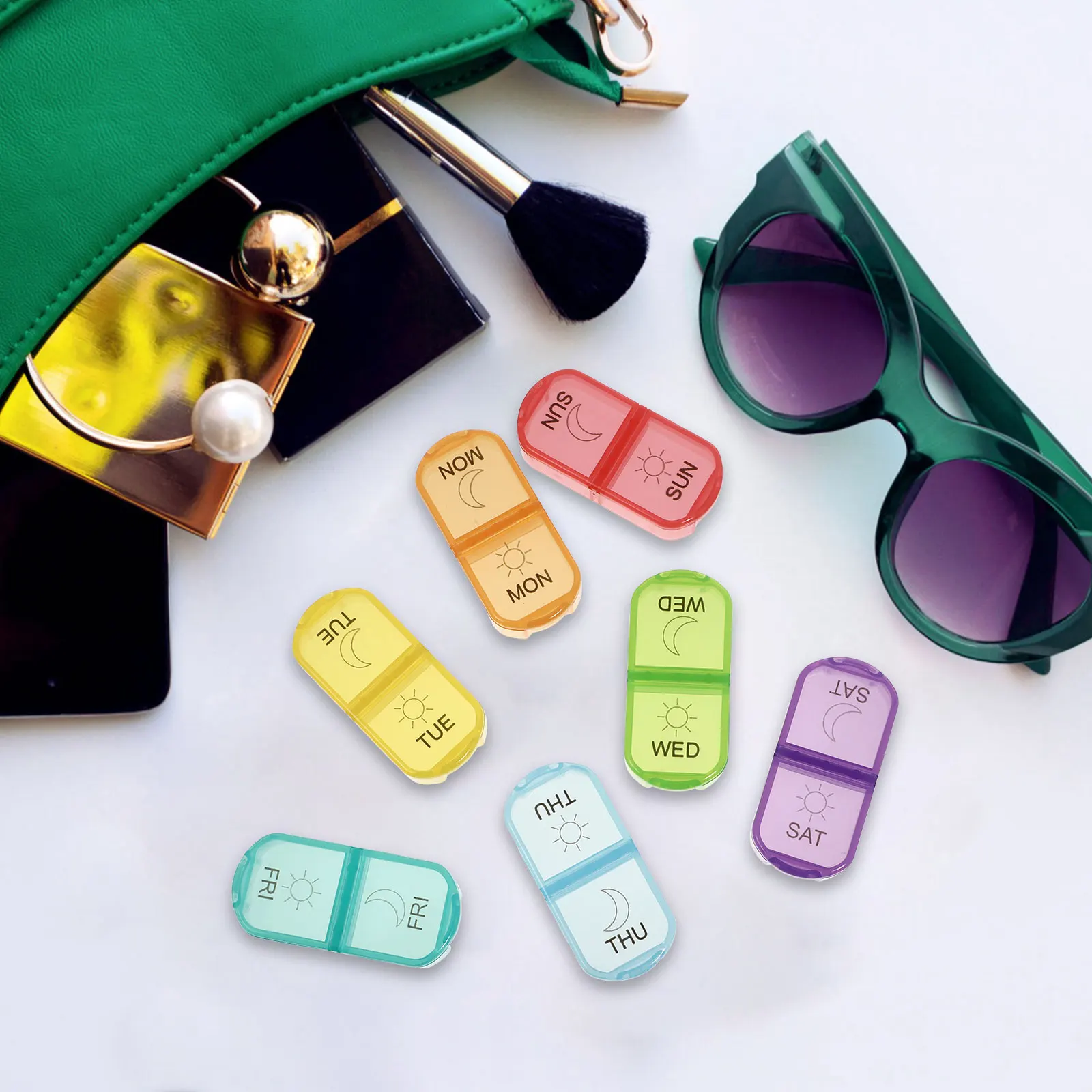 

1Pcs Portable Medicine Storage Box 14 Grids Pill Case Sealed Container for Easy Daily Weekly Medicine Organization