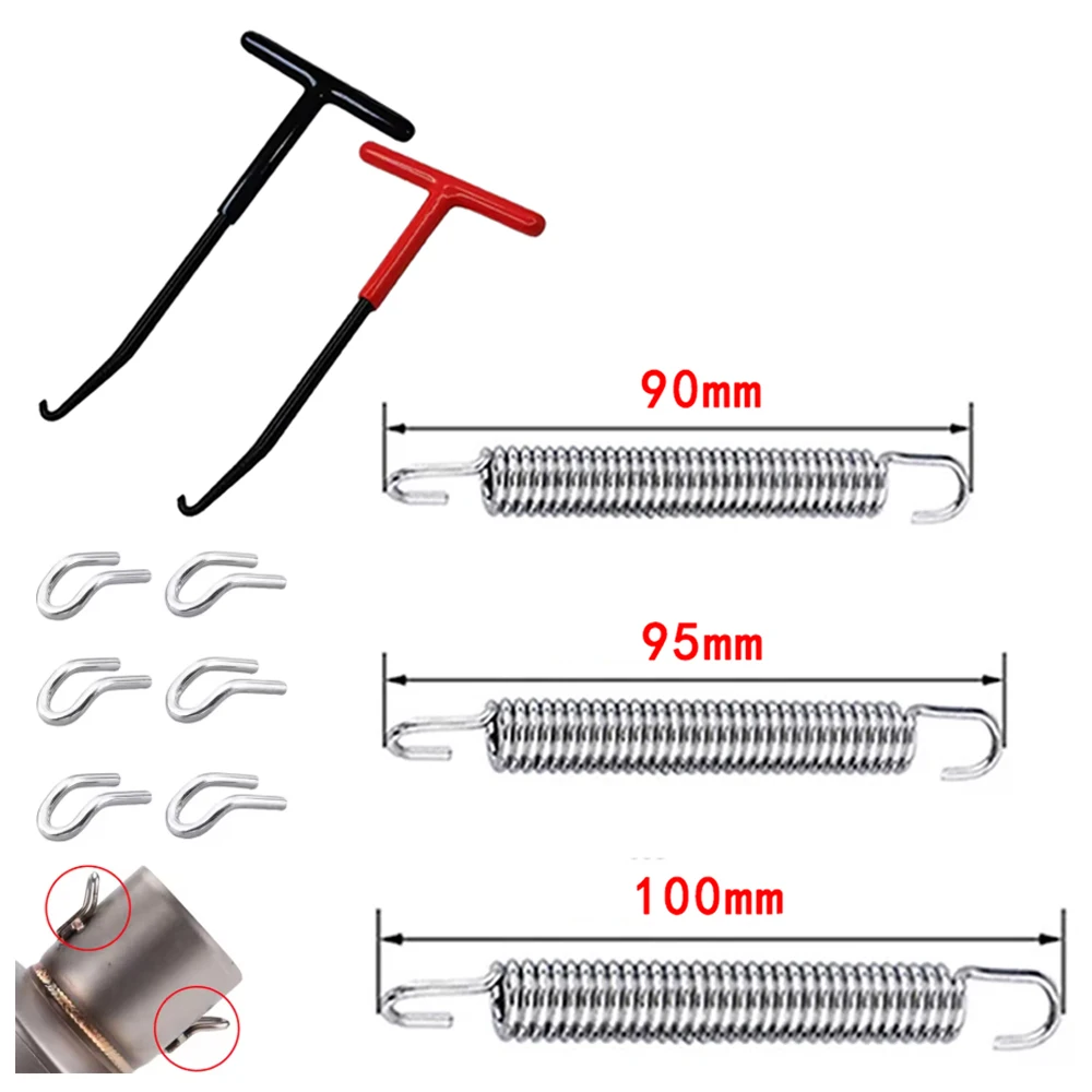 90mm 95mm 100mm Motorcycle Exhaust Spring Hooks Stainless Steel Exhaust Front Middle Link Pipe Rotatable Metal Springs T Wrench