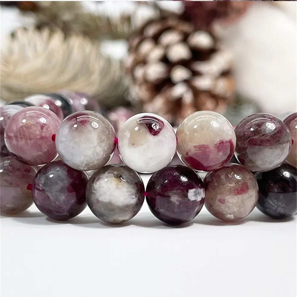 

Natural Stone Plum Blossom Tourmaline Jade Round Loose Beads 4-10mm for Jewelry Making DIY Bracelet Keychain Links Wholesale