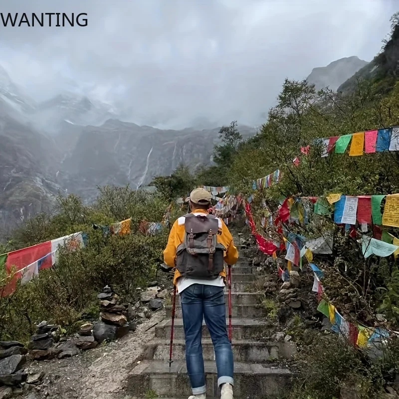 CHCĘ woskowane olejem plecaki podróżne dla studentów o dużej pojemności wodoodporne plecaki na laptopa plecaki ze skóry z czystego bawełnianego płótna