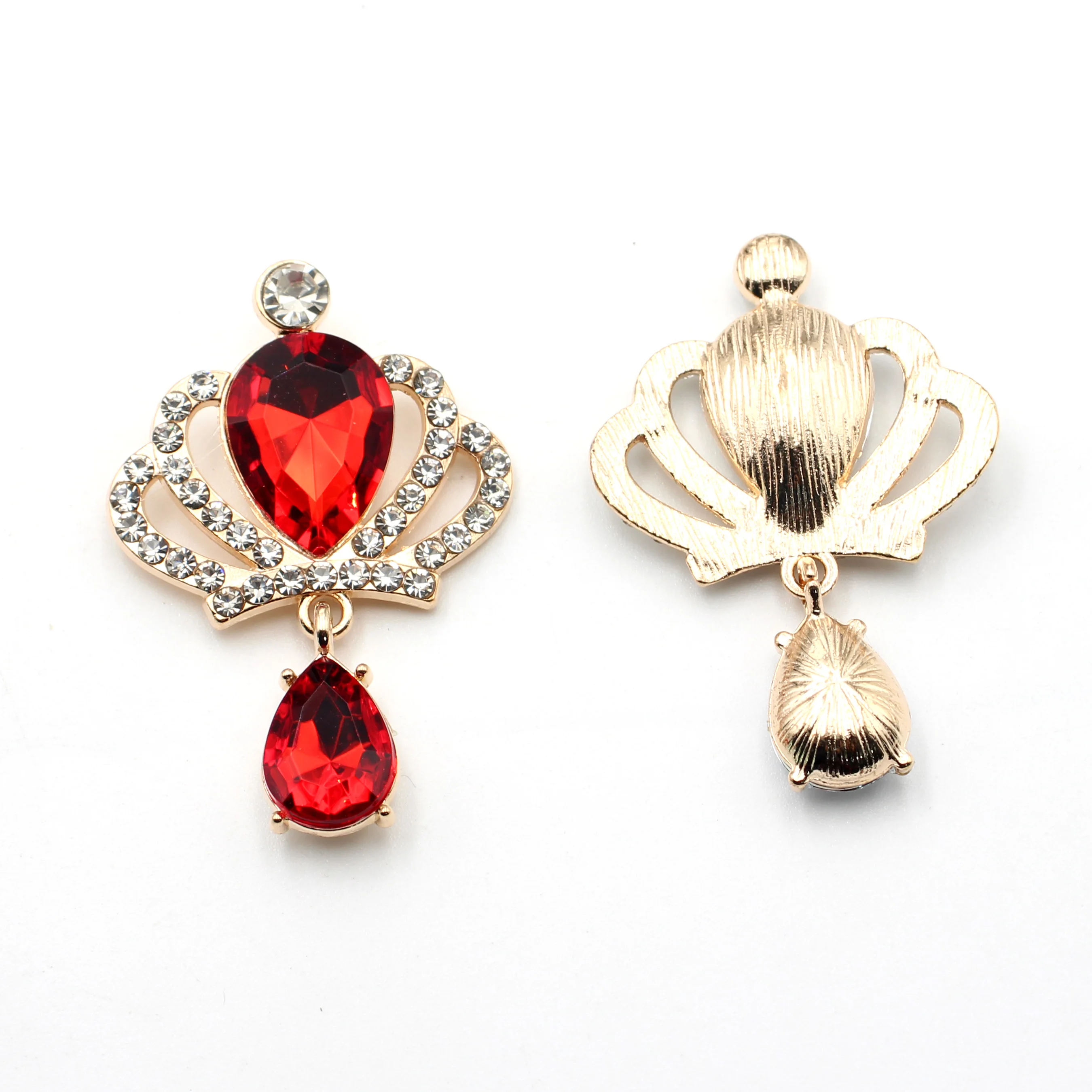 Crown Crystal Pendant Clasp, Alloy Rhinestone Clasp, DIY Wedding Dress Clasp, Gift Box, Decorative Accessories, 32x48mm, 10Pcs