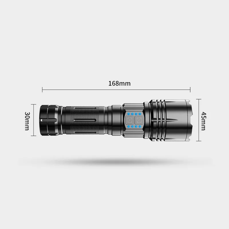 Hochleistungs-LED-Taschenlampe Laterne Langstrecken-Laser-Docht wiederauf ladbare Zoom-Batteries tand anzeige Ultra leistungs starke taktische Taschenlampe