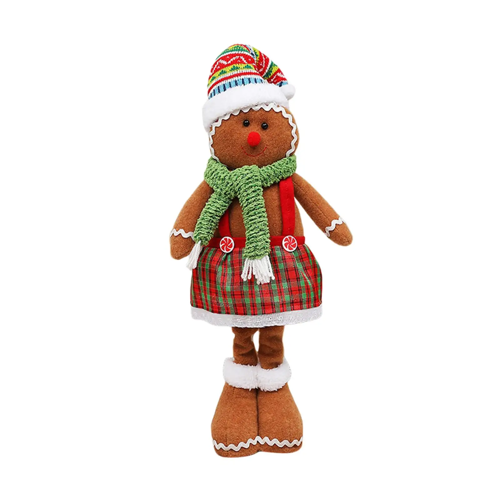 Christmas Stretchable Leg Home Decor Stretch Legs Gingerbread Man Doll with Long Legs for Home Wall Outdoor Porch Family