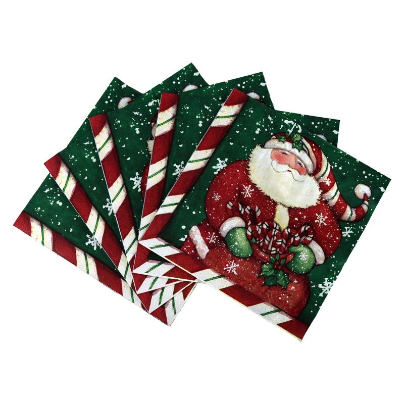 

50 pieces per pack 3layers thickening colored printed paper napkins christmas party tissues 33*33cm square disposable napkins