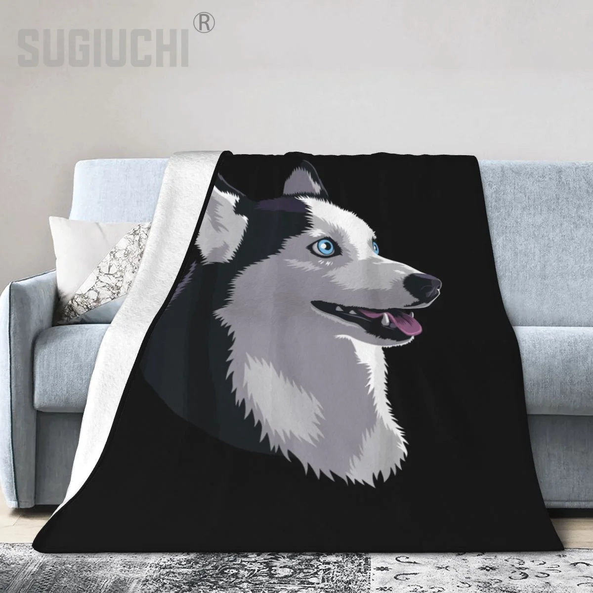 Manta para perro Husky Siberiano Huskies, funda de sofá multifunción de franela para acampar al aire librer