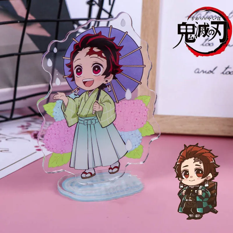 8cm Hot Anime Demon Slayer Acrylic Desk Stand Figures Kawaii Tanjirou Nezuko Standing Plates Cartoon Kyoujurou Decoration Gifts