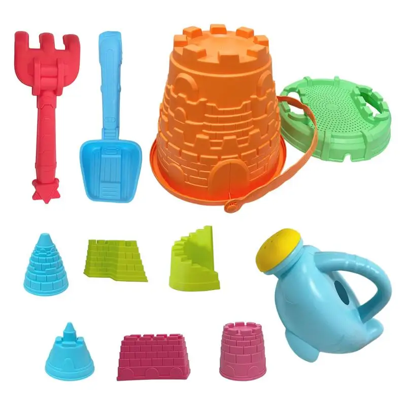 Beach Toys For Kids 11-Piece Sandbox Buckets And Shovels Kids Beach Set Sand Construction Tool Interactive Beach Games Sand