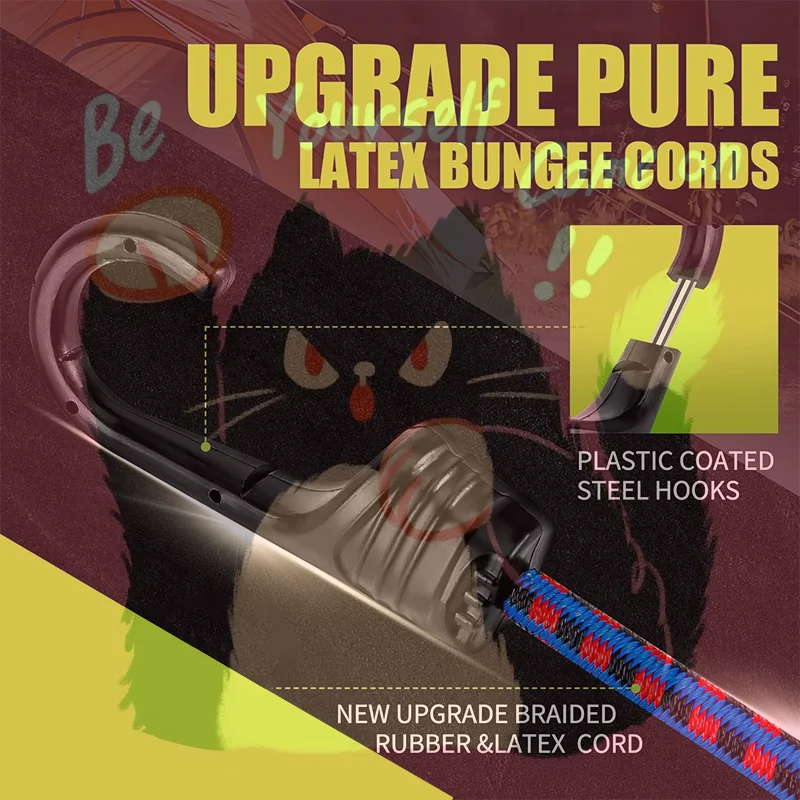 

Набор сверхпрочных банджи-шнуров из 32 предметов: диапазон 5 размеров (10–40 дюймов) с нескользящими крючками — организованная банка для хранения