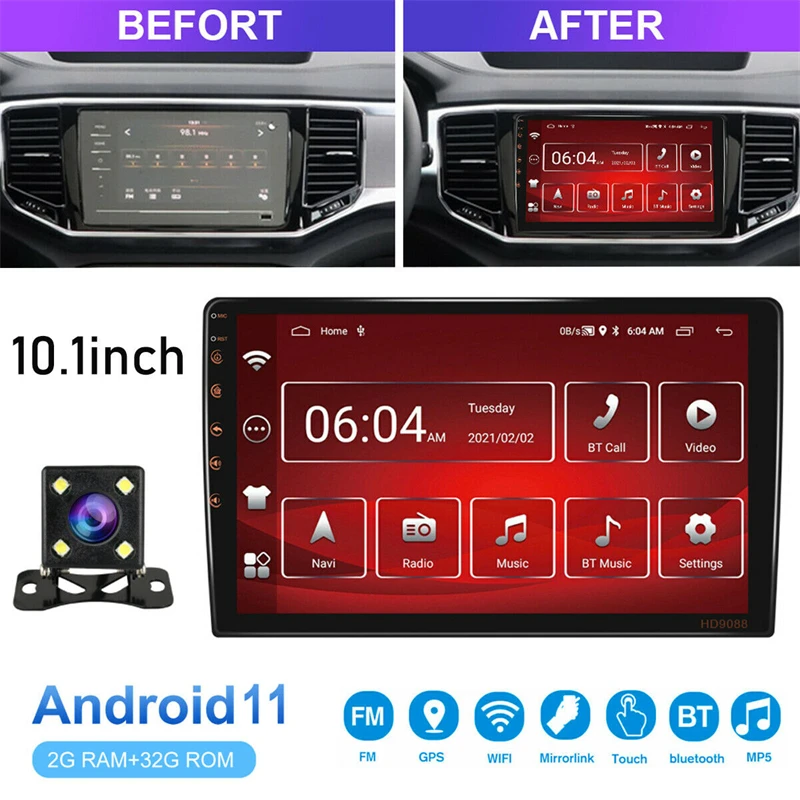 

10.1" 2 Din Car Radio Touch Screen Screen Autoradio Multimedia Player FM Receiver MP5 Player Support Wifi GPS SD USB