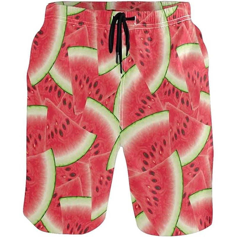 

Пляжные шорты с арбузным узором, мужские гавайские купальники с фруктами и 3D принтом, брюки для серфинга и отдыха, плавки, мужская одежда