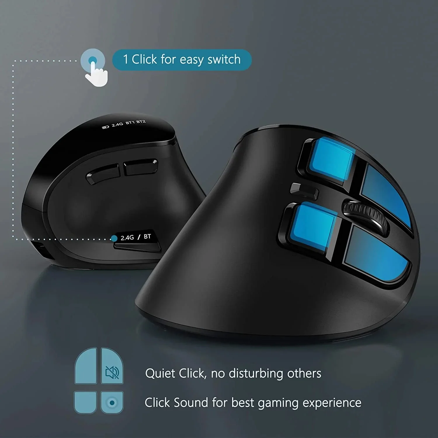 Ratón Vertical Inalámbrico Bluetooth Seenda – Ergonómico Recargable - imagen 2