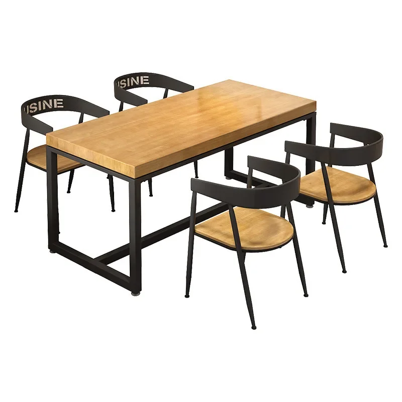 

American solid wood dining table and chair combination restaurant casual small square table chair