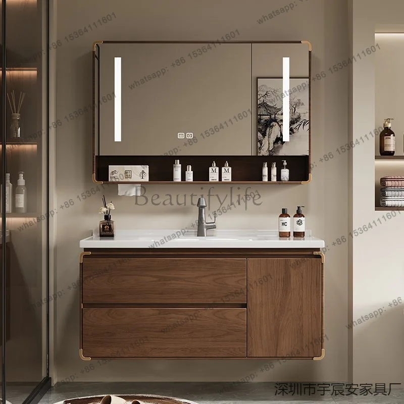 Cabinet Ceramic Integrated Basin Organizer Storage Mirror Space Saver Drawers Bathroom Cabinet Home Furniture