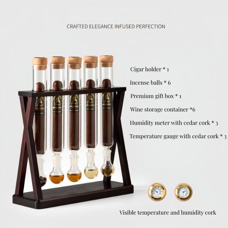 Five tube cigar Sealed Glass Tube Cigar Moisturizing Box for Multiple Scents Fragrance Balance Cigar Care Accessory gift box