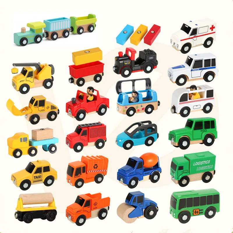 

1PC Wooden Magnetic Train Wooden Railway Track Cars Truck Wood Track Accessories Fit for Biro Wooden Tracks Toys For Kids Gifts