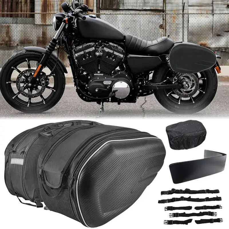 

Motorcycle Side Bag PU Waterproof Motorcycle Saddle Bag Luggage Tail Rear Bags Expandable Motorbike Side Bags Storage Tool Parts