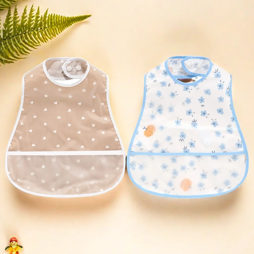 baby bibs waterproof  bibs for baby boy girls short sleeve toddler Bib food feeding bib with Pocket Machine Washable soft Stain