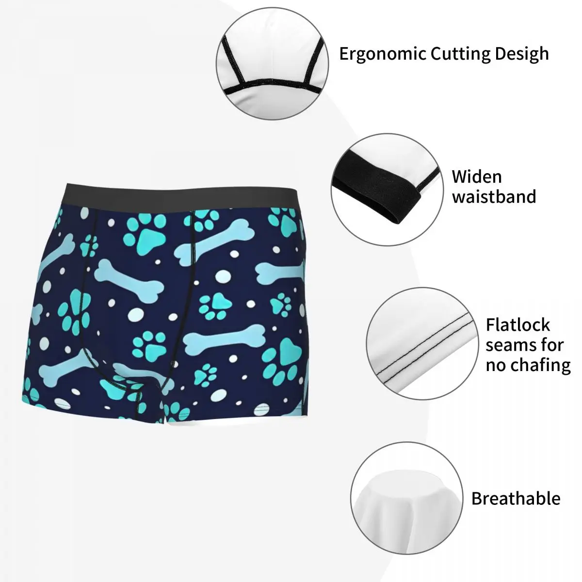 Homem pata osso roupa interior gato cachorro sexy boxer briefs shorts calcinha masculino poliéster cuecas