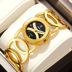 YaLaLu-Reloj de pulsera para mujer, accesorio sencillo de oro con caja, removedor de reloj, el mejor regalo, chapado de iones al vacío, gran oferta