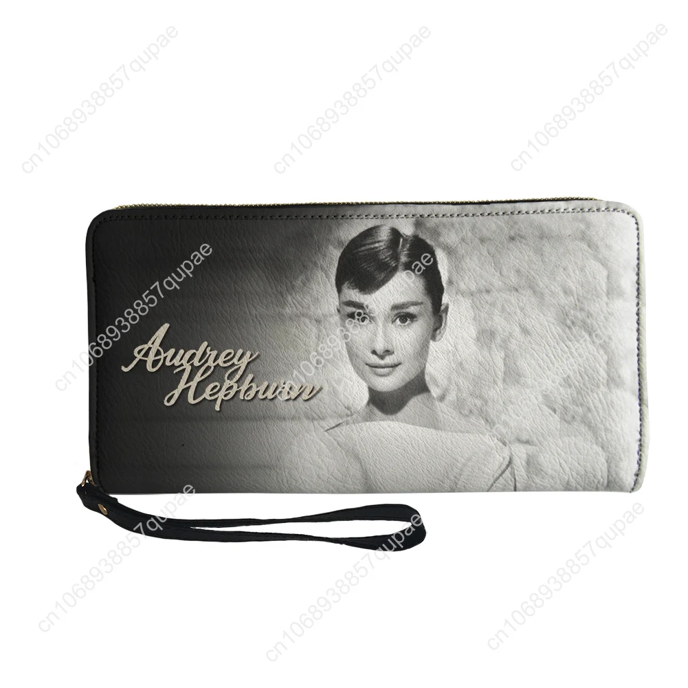 Audrey Hepburn Movie Star Custom Wallet Purse Mens Womens Teenagers Zipper Long Wallets Double Print  Portable Wallet Gift Bag