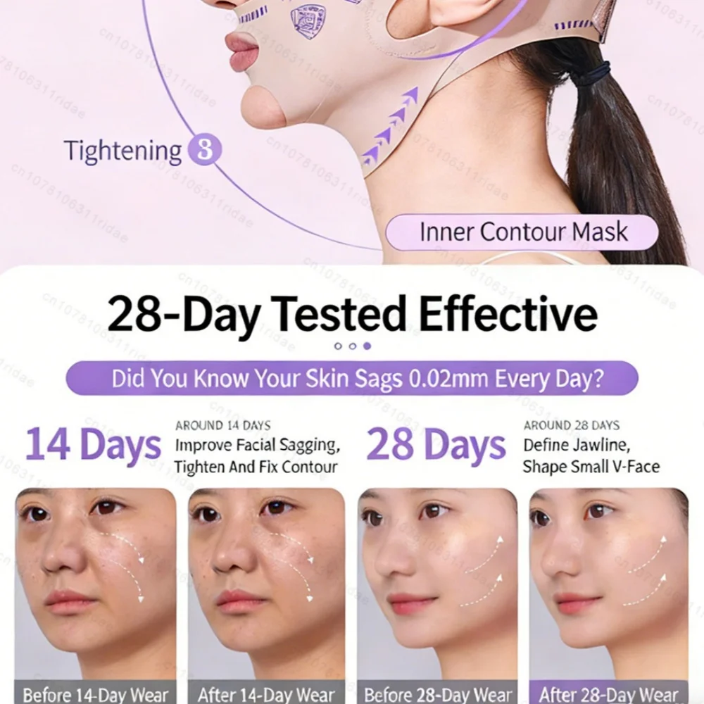 Cinghia Elastica a V per Maschera, Maschera Modellante Viso a Doppia Pressione, Riduttore Doppio Mento, Fascia Snellente Viso, Dispositivi Lifting per la Linea della Mascella