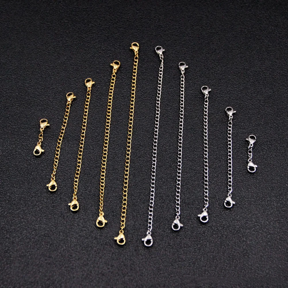 

5pcs Stainless Steel Necklace Extender Chain 15Cm 12Cm 10Cm 8Cm 5Cm For Diy Jewelry Making Bracelet Lobster Clasp Set