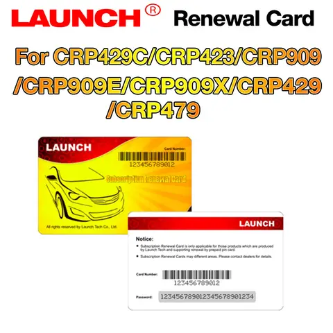 LAUNCH Pin Card Software Update Card Support for X431 CRP429C/CRP423/CRP429/CRP479/CRP909/CRP909E/CRP909X Renewal Card 1 Year