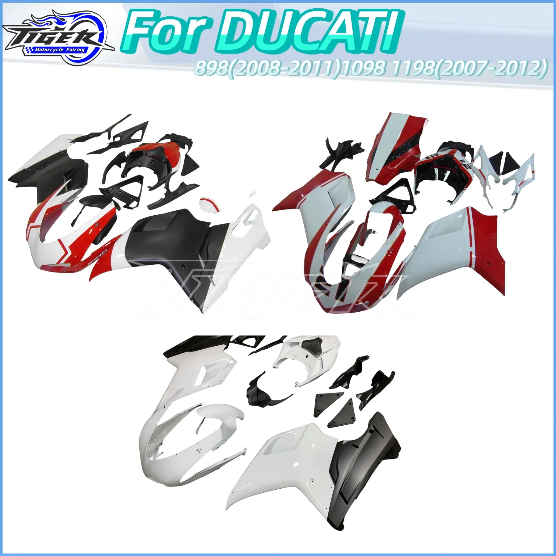 

Injection Fairing Set Complete Plastic Kit Covers Fairings for DUCATI 848 2008-2011 1098 1198 2007-2012