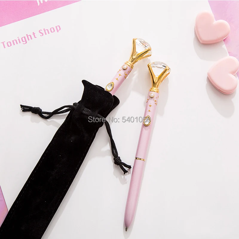 Anime Moon Wand Diamond Cosplay Cute Cartoon Pink Writing Painting Pens Tool Stationery Girl Student 0.5mm Gel Pen Props