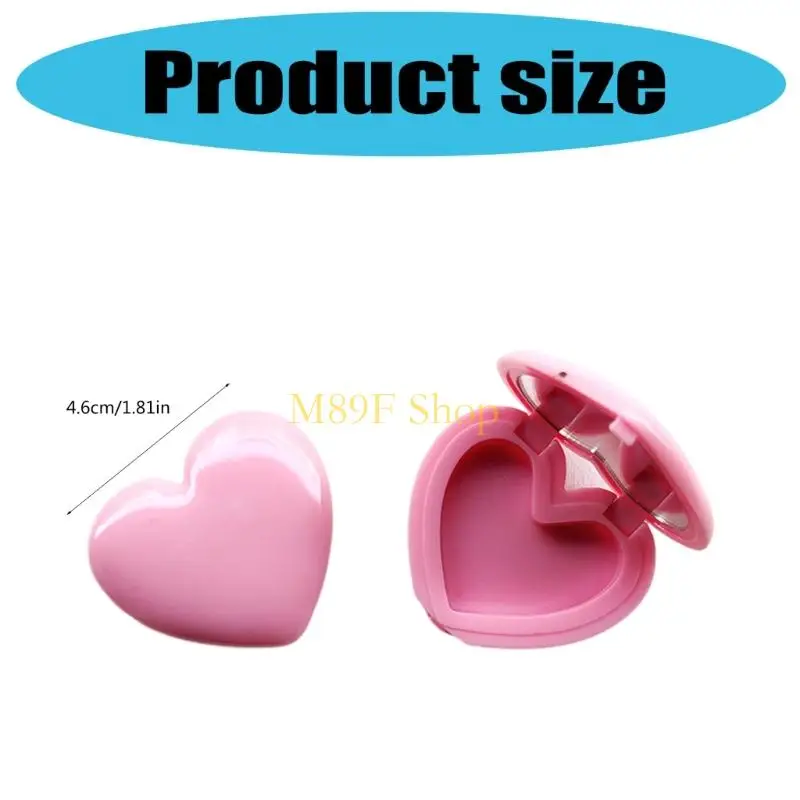 M89f 10 stks hart make -up opbergdozen met spiegel deksel draagbare cosmetische organisator