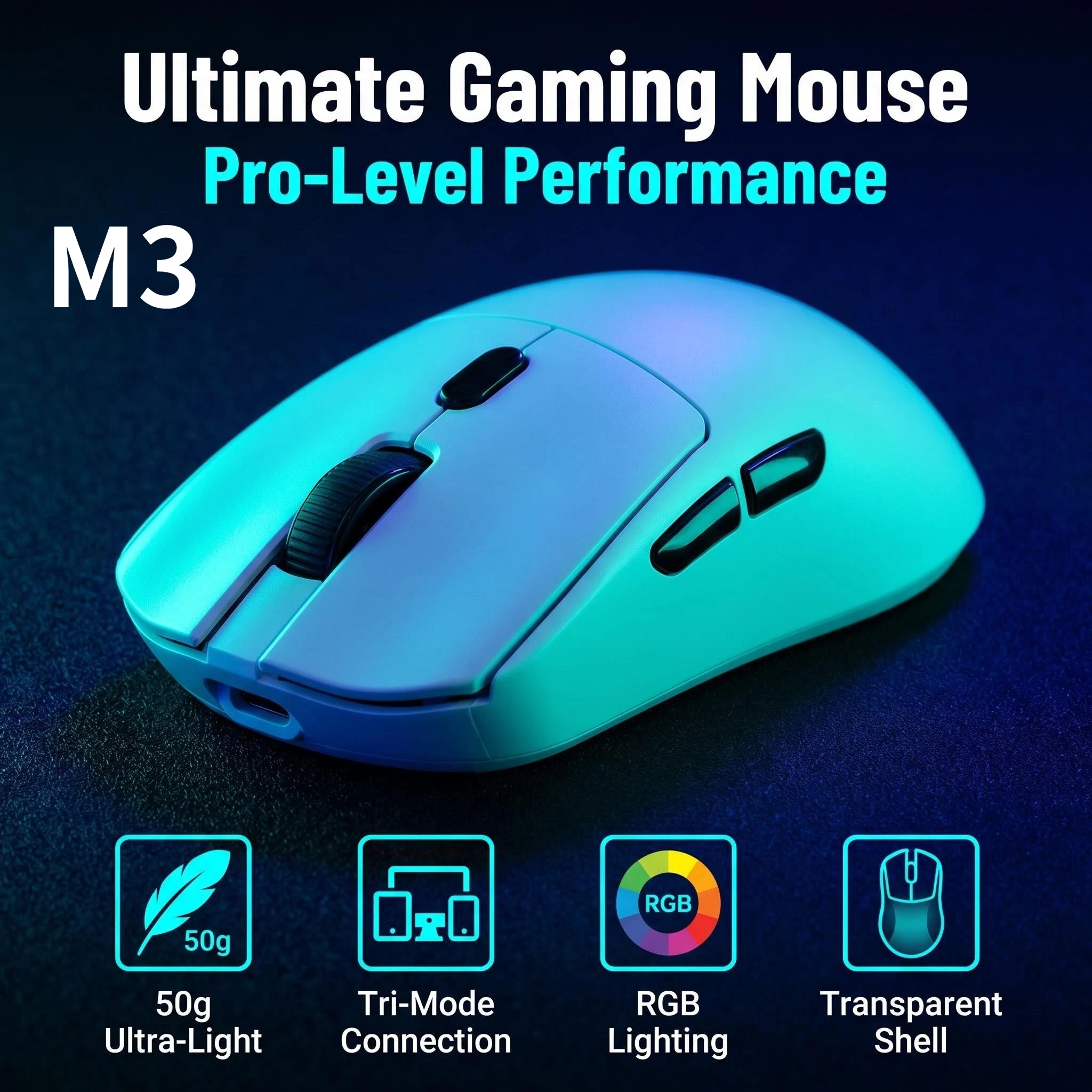 PAW3311 Wireless Gaming Mouse with RGB Charging Base 12000 PID Lightweight Ergonomic Mouse for PC Gamer Laptop Ultralight 59g