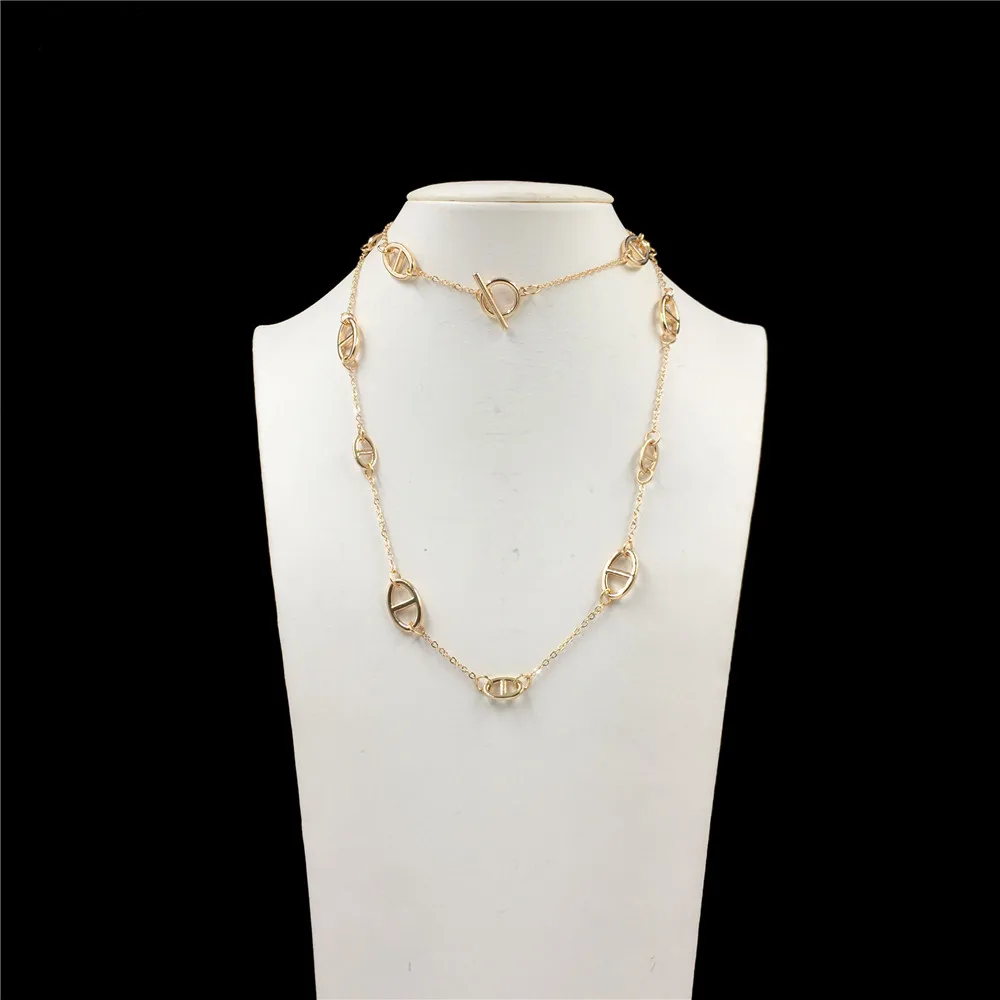 High Quality  Sweater Necklace Gold Color Long Chain Fashion Necklace for Women Party Jewelry