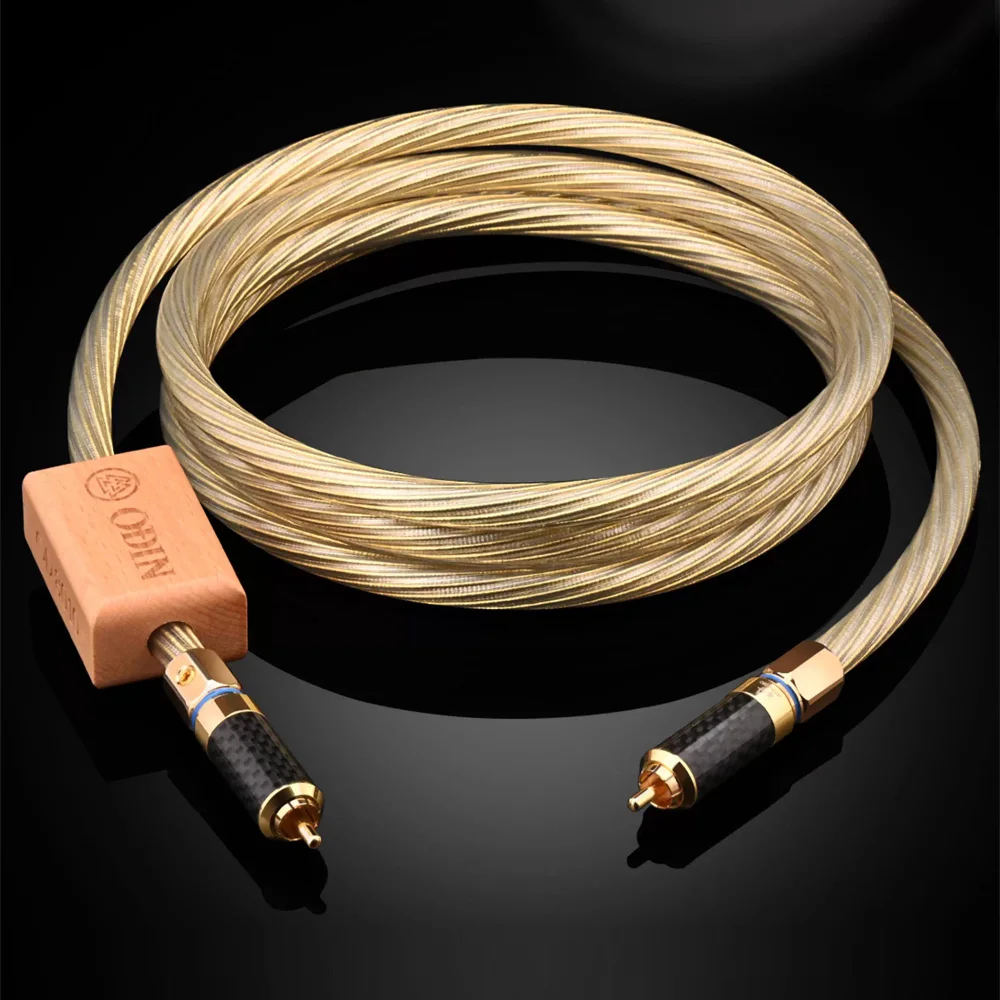 Коаксиальный кабель Gold Odin RCA высокой чистоты OCC посеребренный позолоченный коаксиальный аудиокабель SPDIF RCA 75 Ом для усилителя сабвуфера