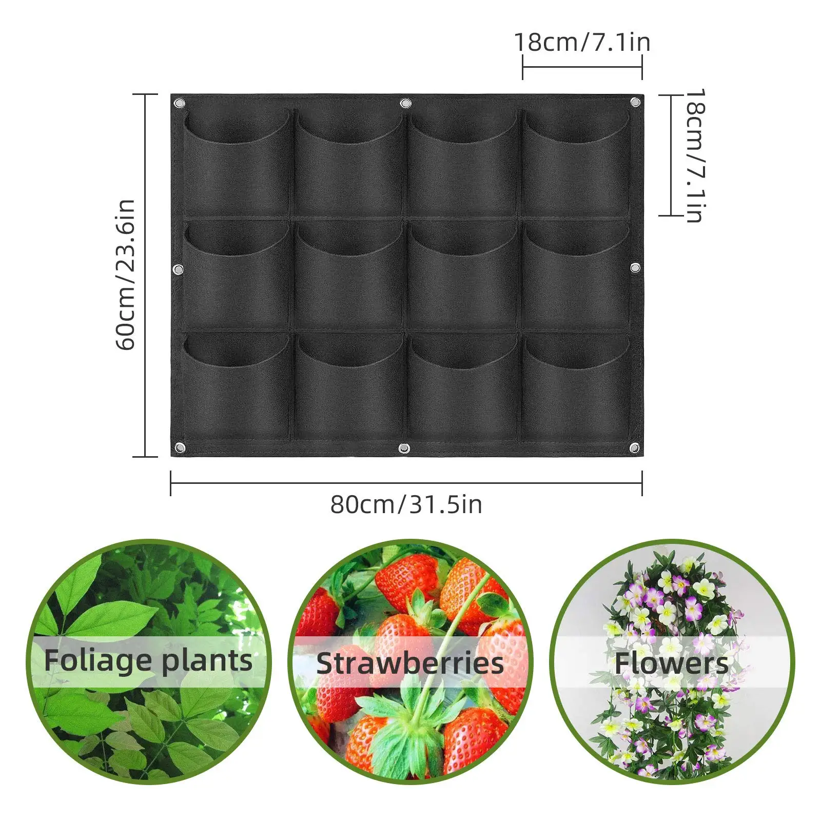 49 Zakken Hangende Plantenbakken, Hangende Verticale Aan De Muur Gemonteerde Plant Plant Kweekzakken, Kruidentuinplanter Buiten Binnen Groeien
