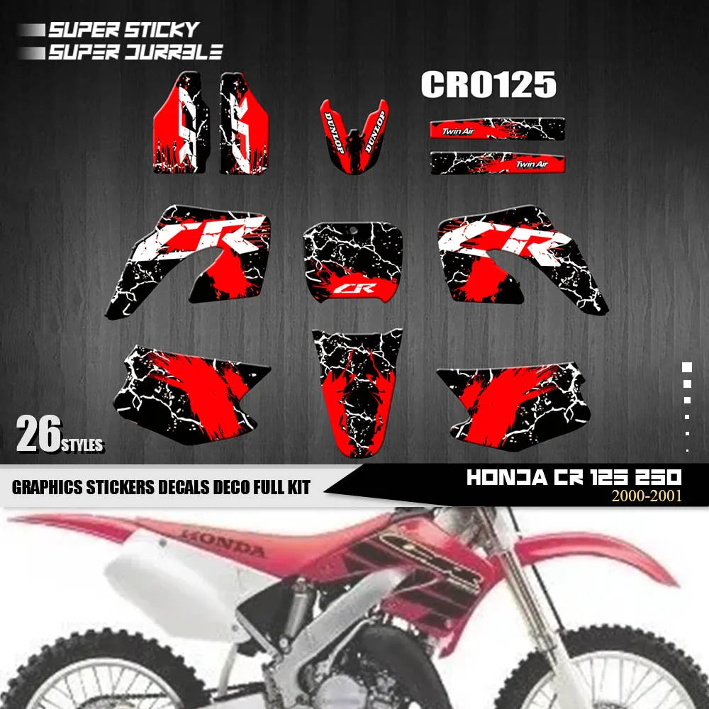 Full Graphics Decals Stickers For Honda CR125 CR125R CR250 CR250R 2000 2001 CR 125 250 125R 250R Personality Motocross