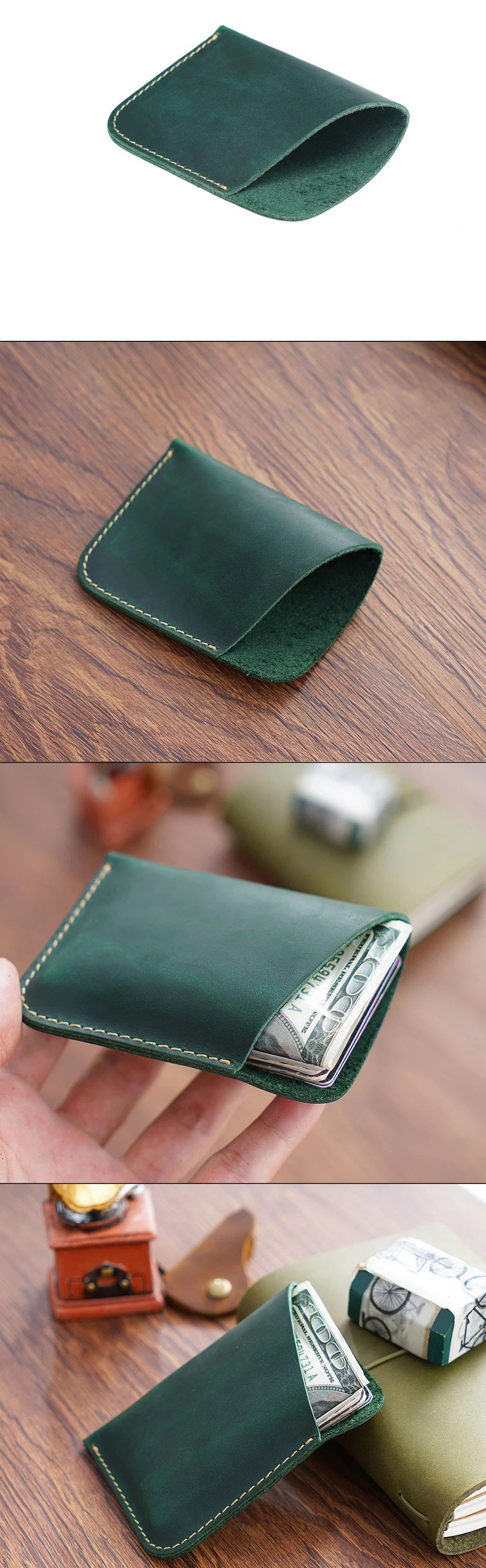 Vintage Leder Kartenhalter Organizer Bill Aufbewahrungstasche Rindsleder Herren Geldbörse – Detail 4